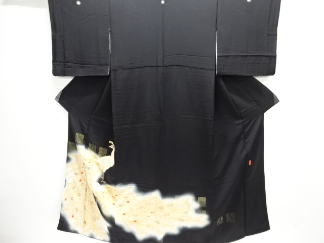 JAPANESE KIMONO / TOMESODE / EMBROIDERY / JUKO-ORI / PEACOCK / ARTIST WORK